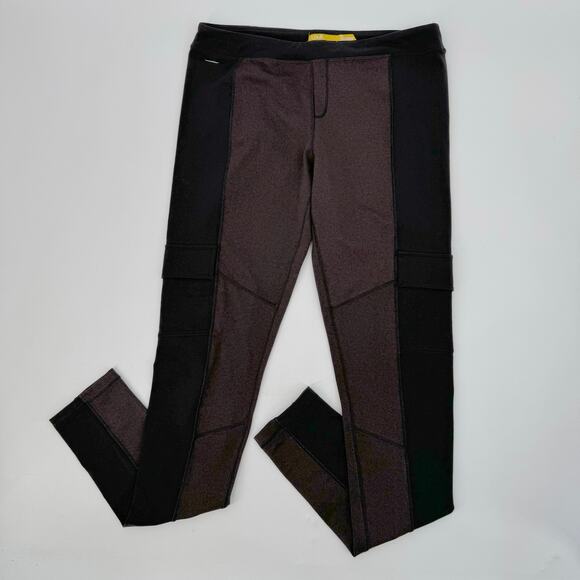 Lole Brown/Brown Two Tone Pull On Leggings Womens Medium Mid Rise Elastic Waist - Picture 1 of 10